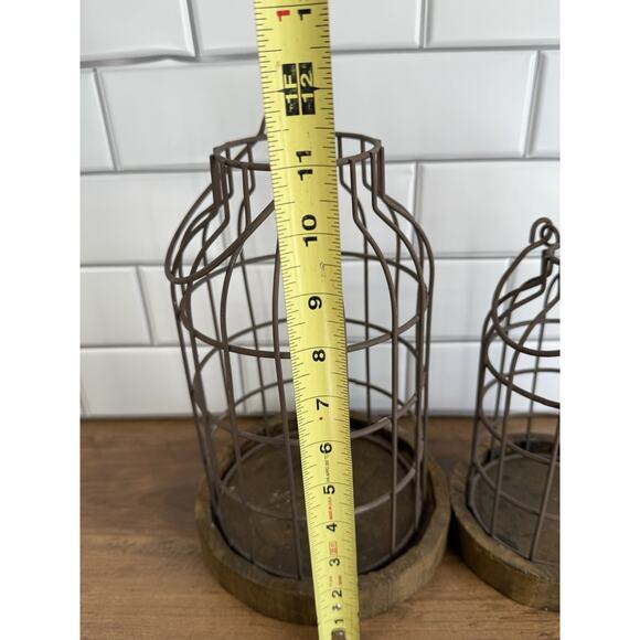 Stonebriar Large Wood and Metal Decorative Set of 2 Wire Metal Farm House Decor - Picture 7 of 10